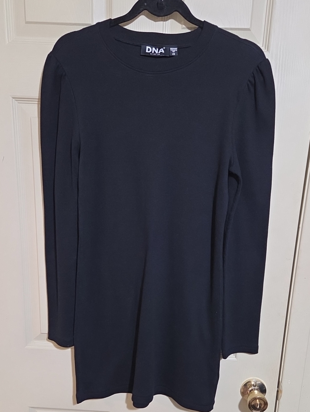 DNA Black Long Sleeve Ribbed Shift Dress